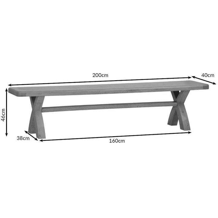 Eaton Country Oak 2.0m Cross Leg Dining Bench