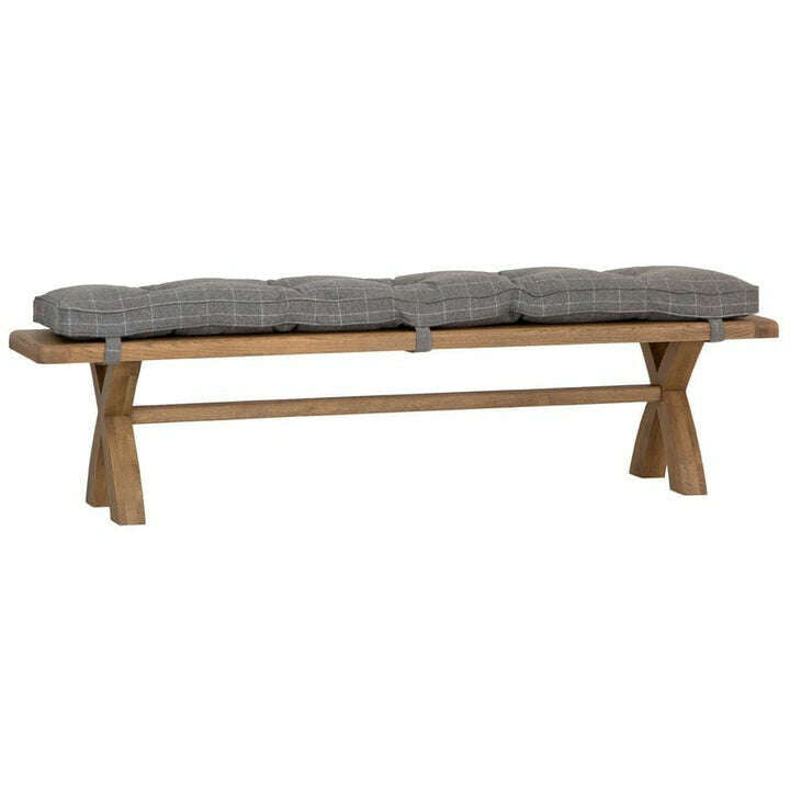 Eaton Country Oak 2.0m Grey Check Bench Cushion