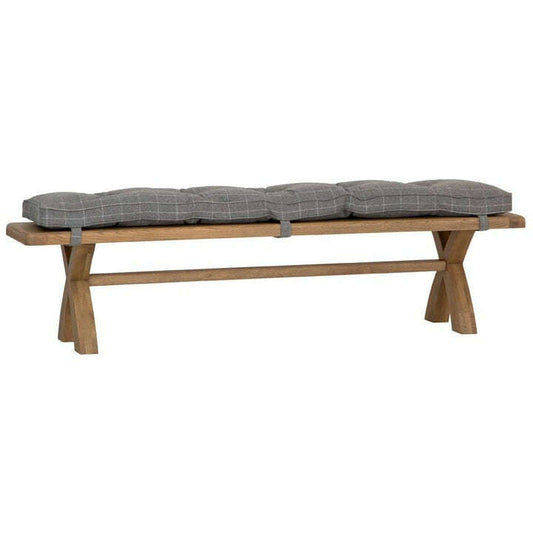 Eaton Country Oak 2.0m Grey Check Bench Cushion