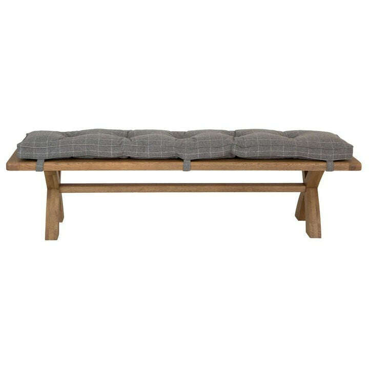 Eaton Country Oak 2.0m Grey Check Bench Cushion