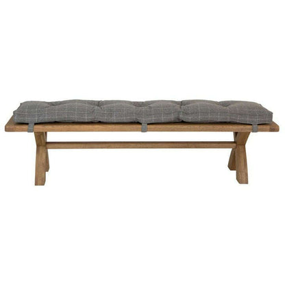 Eaton Country Oak 2.0m Grey Check Bench Cushion