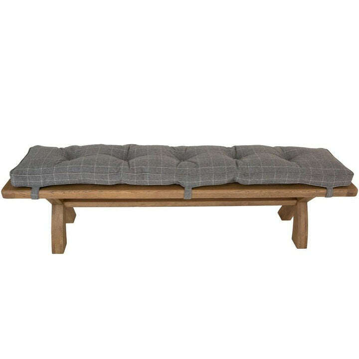 Eaton Country Oak 2.0m Grey Check Bench Cushion