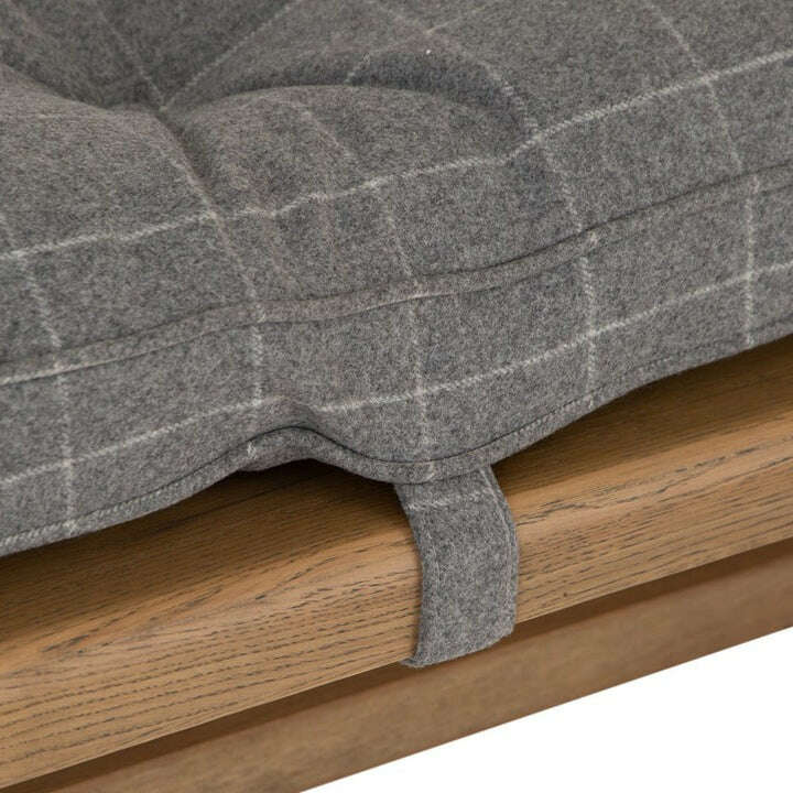 Eaton Country Oak 2.0m Grey Check Bench Cushion
