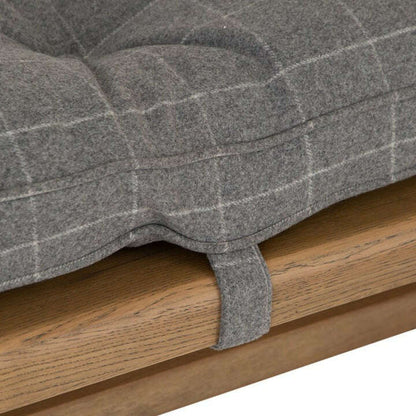 Eaton Country Oak 2.0m Grey Check Bench Cushion