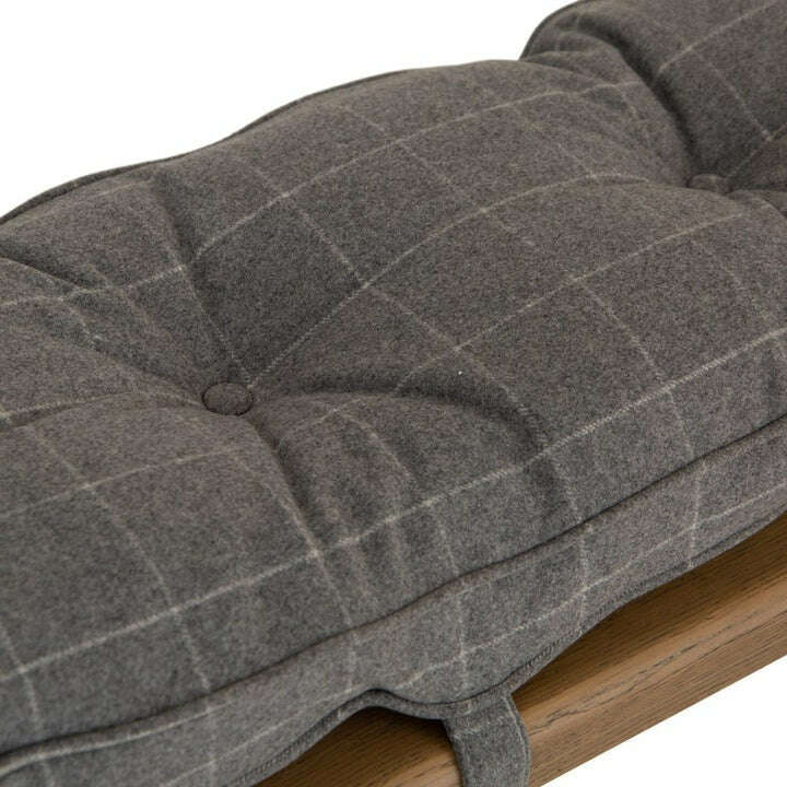 Eaton Country Oak 2.0m Grey Check Bench Cushion