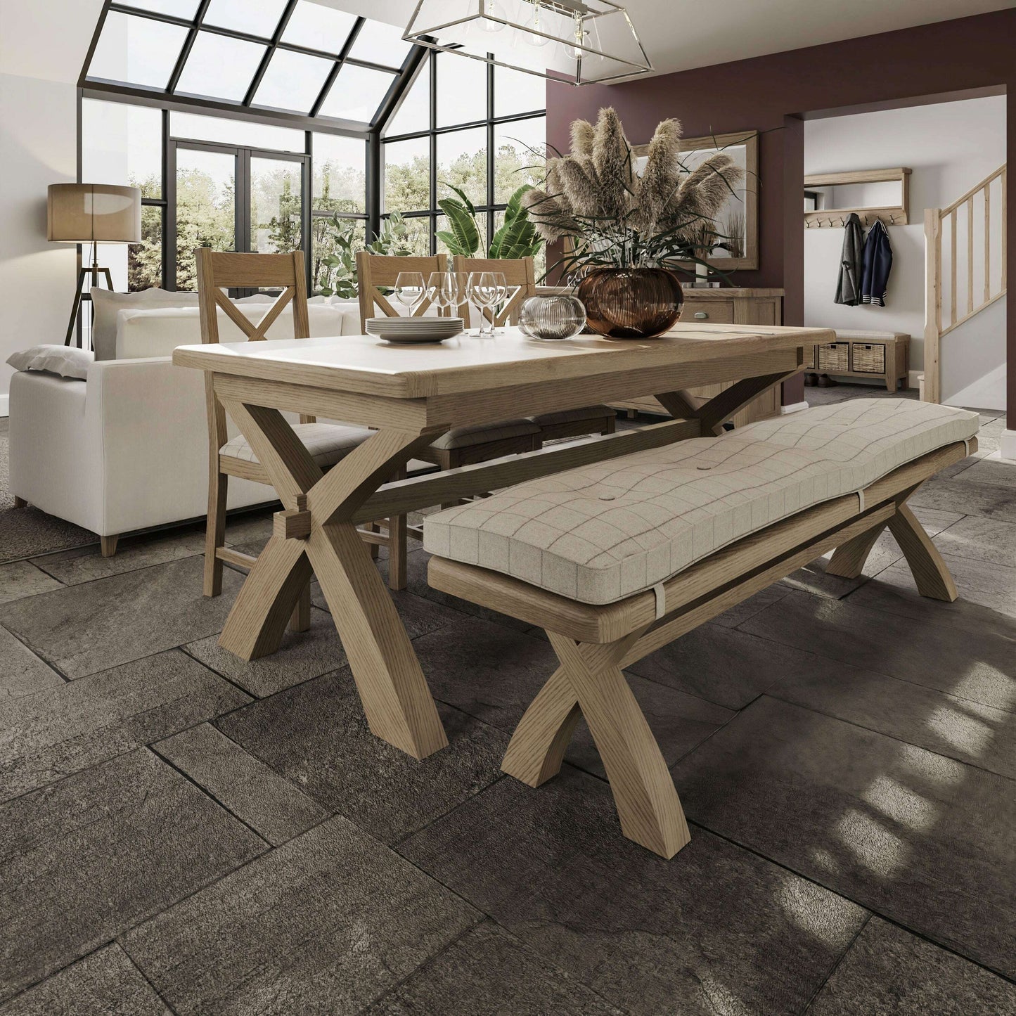 Eaton Country Oak X-Leg Dining Table