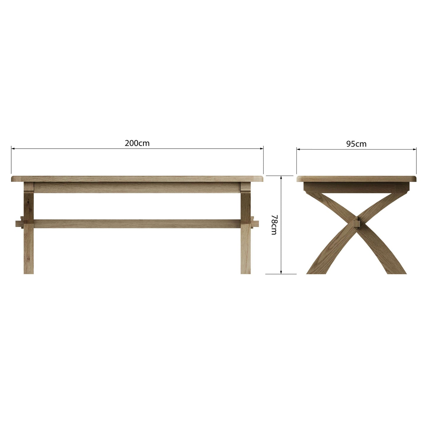 Eaton Country Oak X-Leg Dining Table