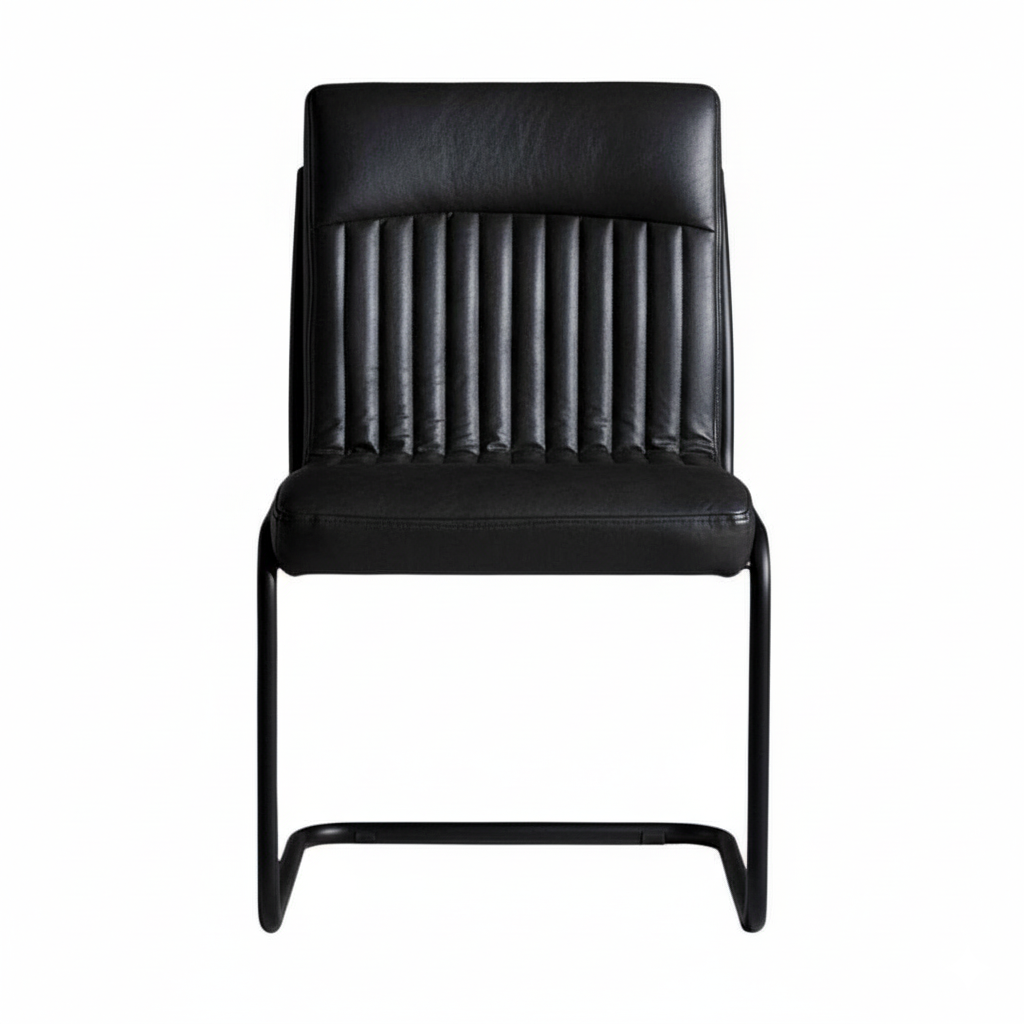 Dark Grey Leather Dining Chair (Set of 2)