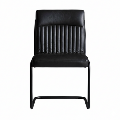 Dark Grey Leather Dining Chair (Set of 2)