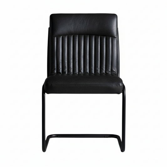 Dark Grey Leather Dining Chair (Set of 2)