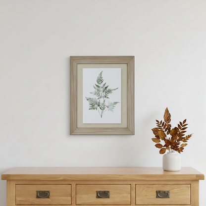 Watercolour Bracken Fern In Washed Wood Frame Wall Art