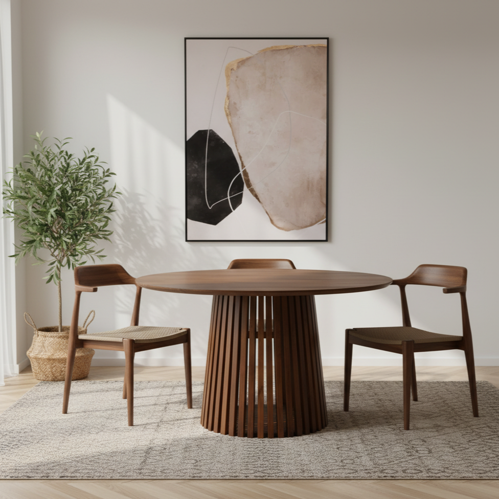 Mavo Slatted Round Dining Table
