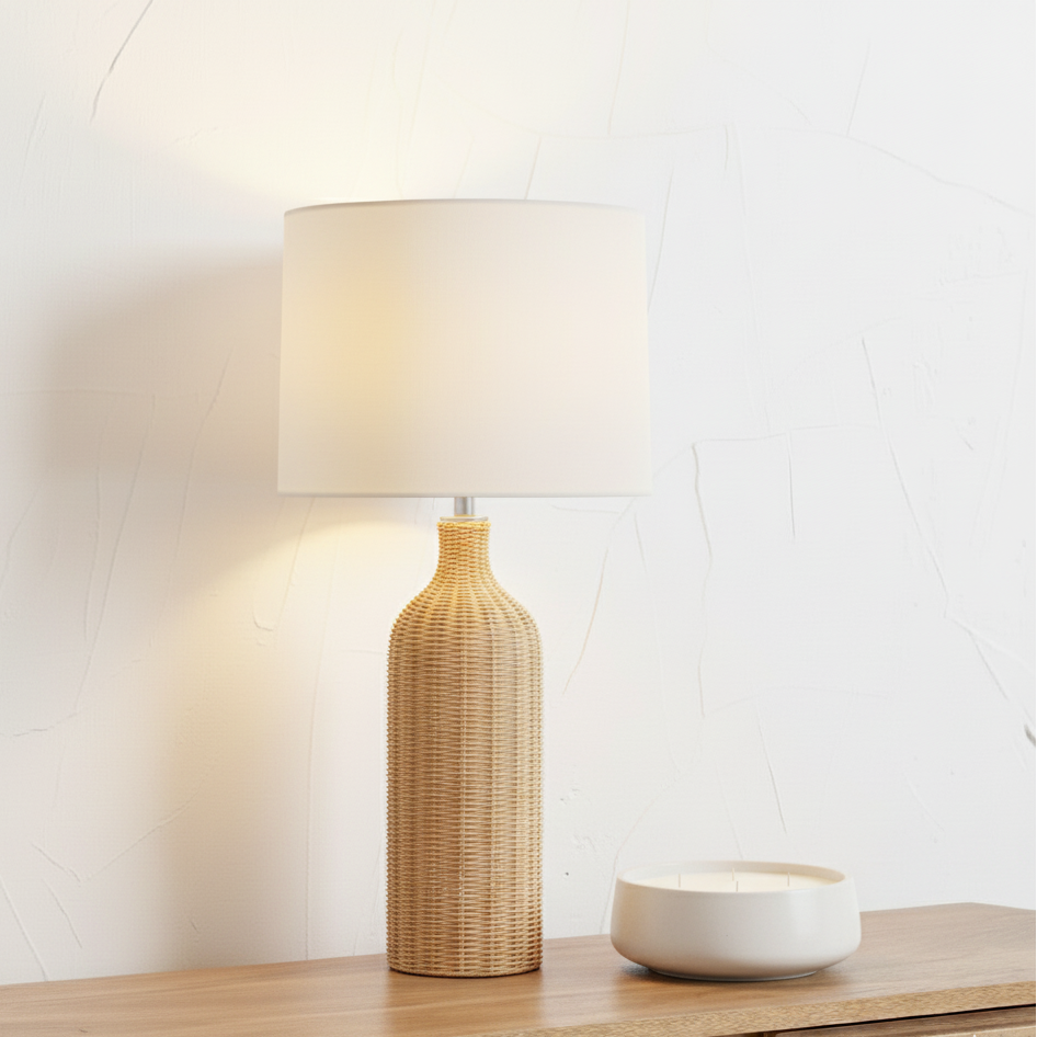 Anika Rattan Bottle Table Lamp