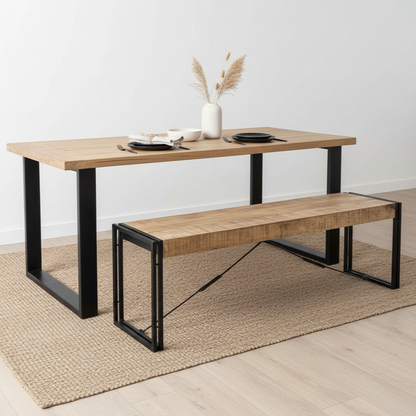 Cosmo Industrial Metal & Reclaimed Wood Dining Bench