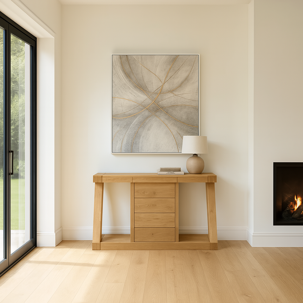 Z Solid Oak Wide Drawer Console Table