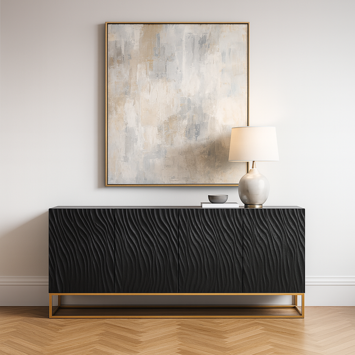 Duskgold Black Mango Wood Ripples Sideboard