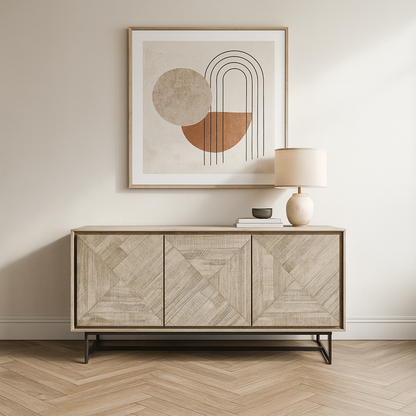 Marca Sand Wash Acacia Wood 3 Door Sideboard