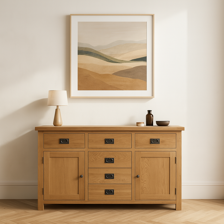 Dewsbury Oak 2 Door 6 Drawer Sideboard