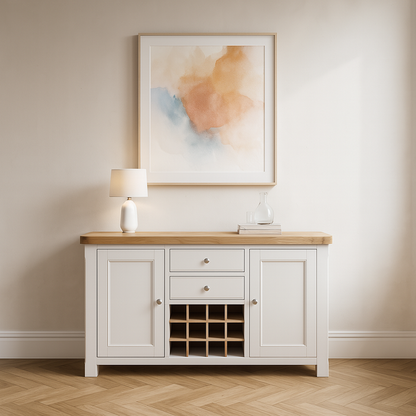 Chesterfield Oak Large Sideboard with Wine Rack