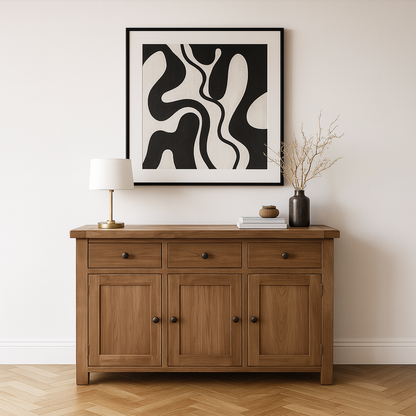 Rustic Solid Oak Large Sideboard