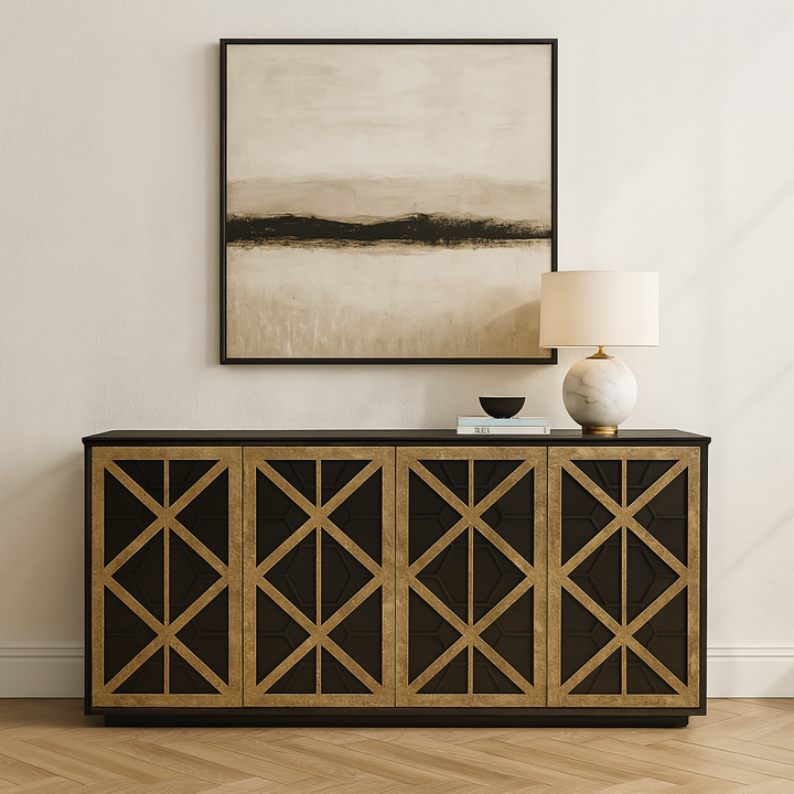 Reeno Fretwork 4 Door Buffet Sideboard