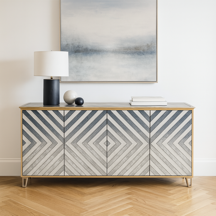 Lexington Four Door Antique Mirrored Sideboard