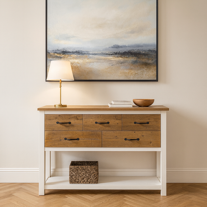Splash of White Reclaimed Wood Console Table