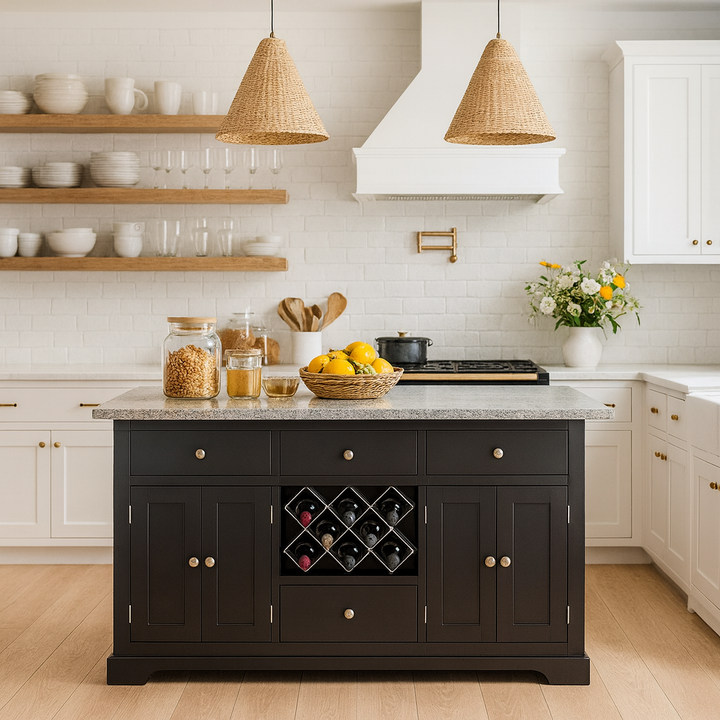 Windham Black Painted Large Kitchen Island