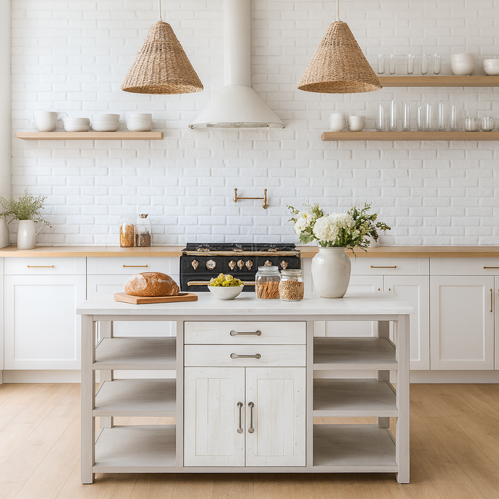 Greystone Kitchen Island with Reclaimed Wood