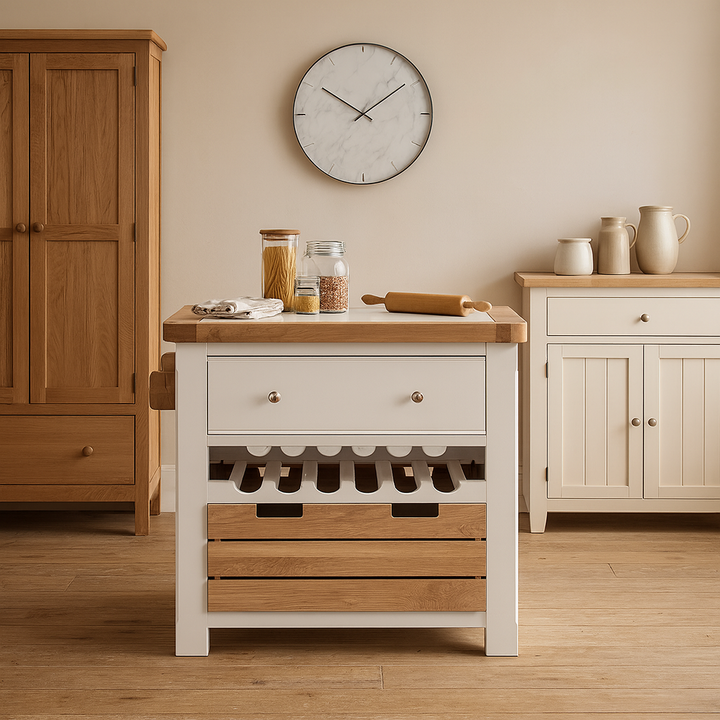 Chesterfield Small Kitchen Island with Wine Rack