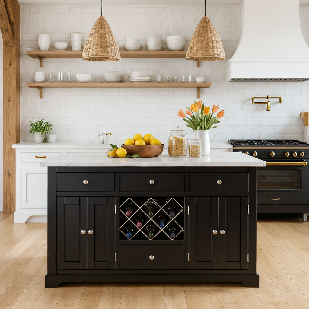 Windham Black Painted Large Kitchen Island