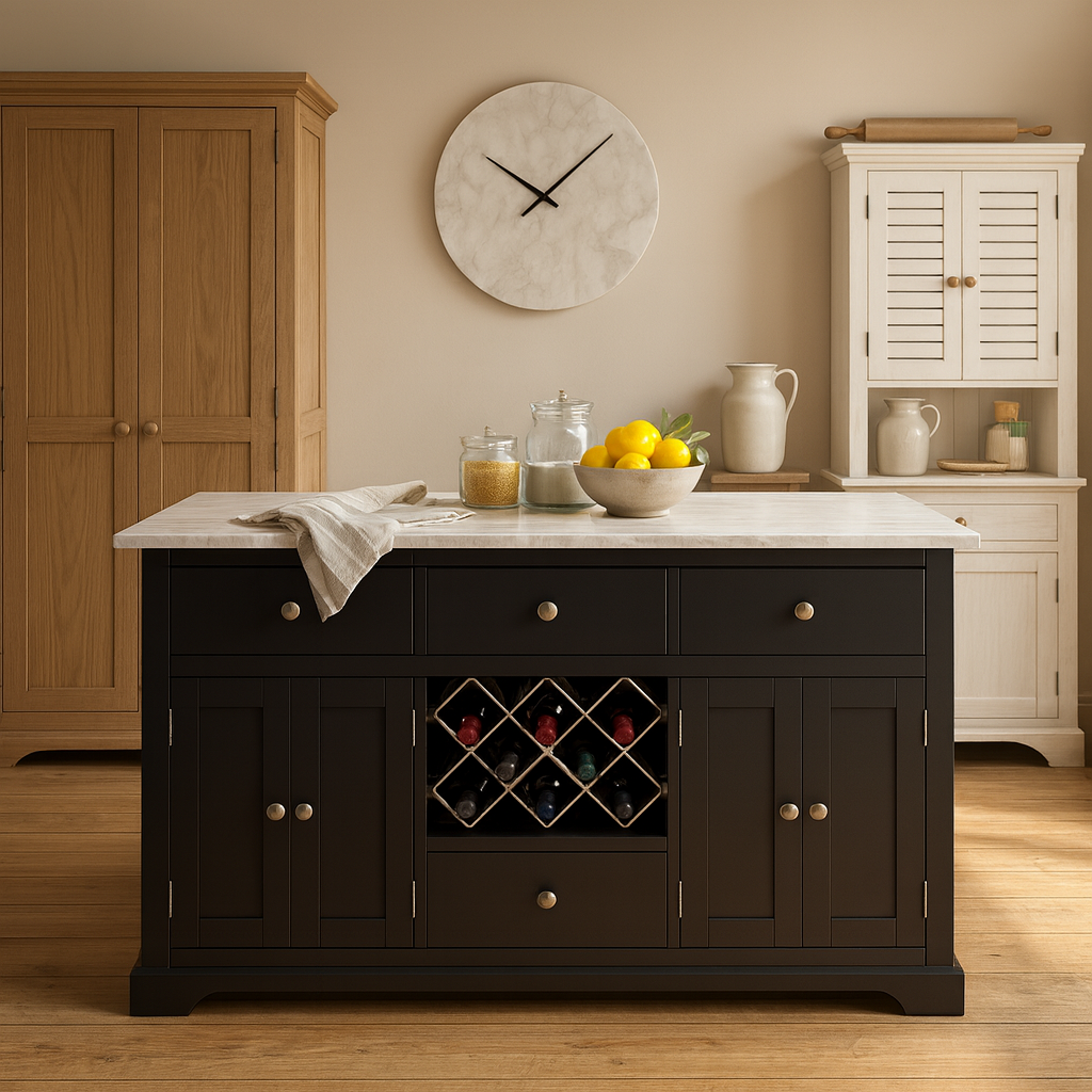 Windham Black Painted Large Kitchen Island