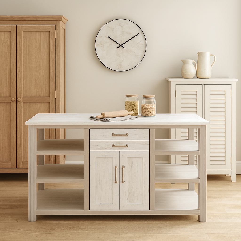 Greystone Kitchen Island with Reclaimed Wood