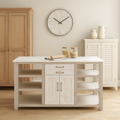 Greystone Kitchen Island with Reclaimed Wood