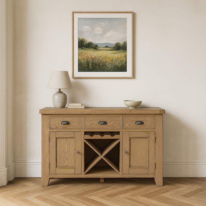 Eaton Country Oak Sideboard with Wine Rack