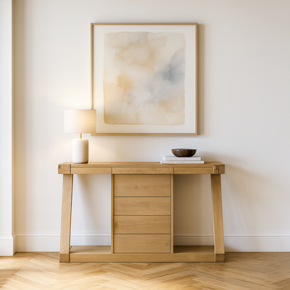Z Solid Oak Wide Drawer Console Table