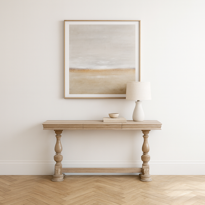 Arbouré Rustic White Cedar Console Table with Carved Drawer