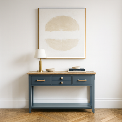 Signature Blue Oak Top Console Table