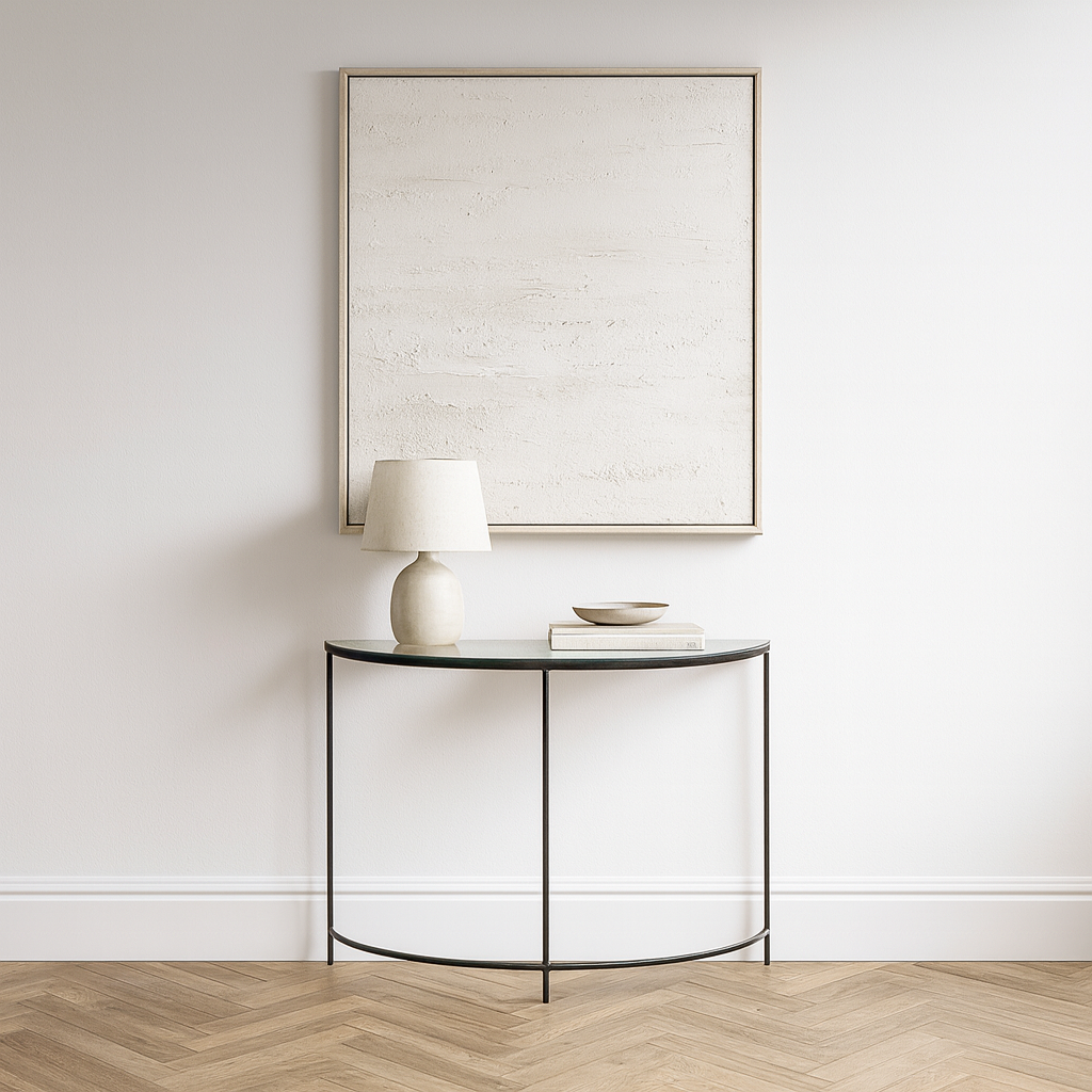 Marazzi Bevelled Glass Half Moon Console Table