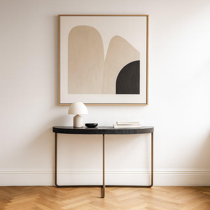 Knightsbridge Half Moon with Black Tinted Glass Console Table
