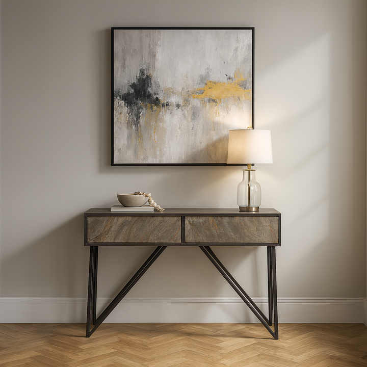 Verde Black Mango Wood 2 Drawer Console Table