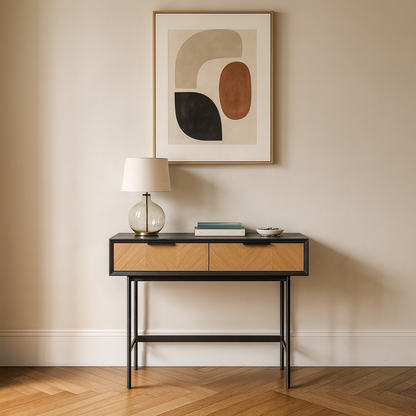 Hailee Pine Wood 2 Drawer Console Table