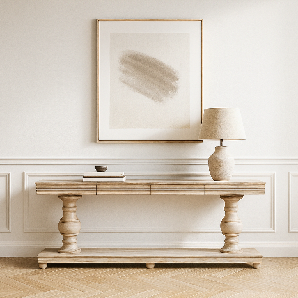 Solmere Mango Wood Console Table with Drawers