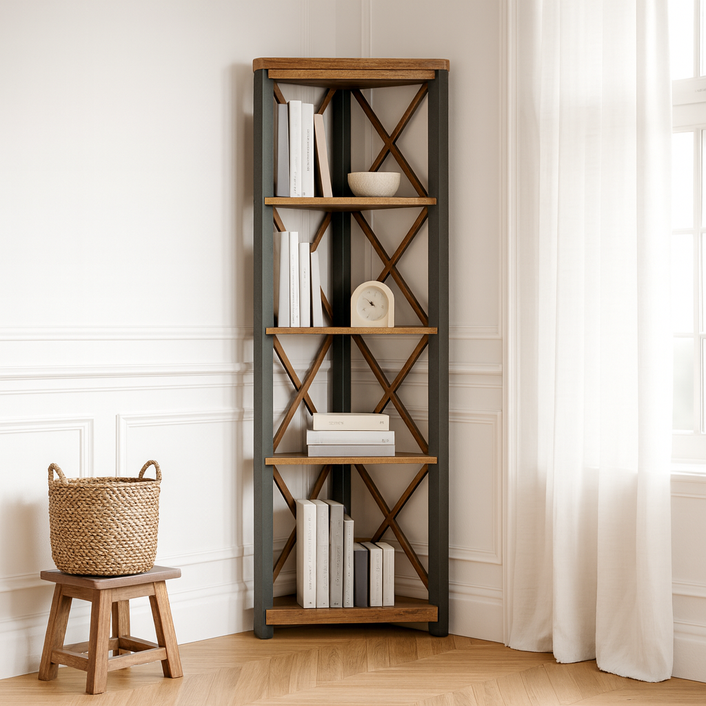 Urban Elegance Reclaimed Large Corner Bookcase