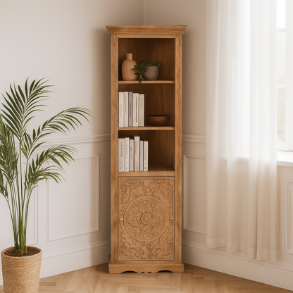 Artwork Mango Wood Corner Bookcase