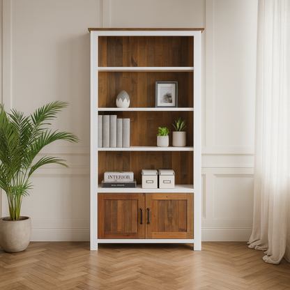 Splash of White Large Open Bookcase with Drawers