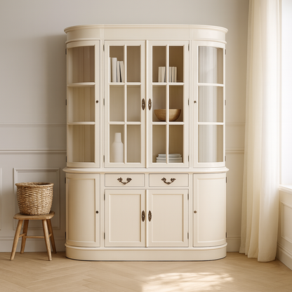Elden Vintage Cream Mahogany Dresser Display Cabinet