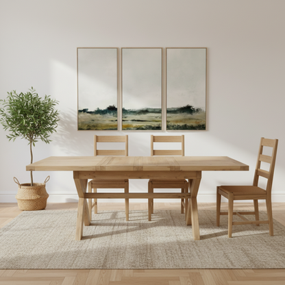 Deluxe Small X-Leg Extendable Oak Dining Table