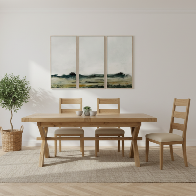 Deluxe X-Leg Extendable Oak Dining Table