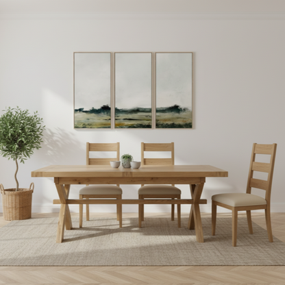 Deluxe X-Leg Extendable Oak Dining Table